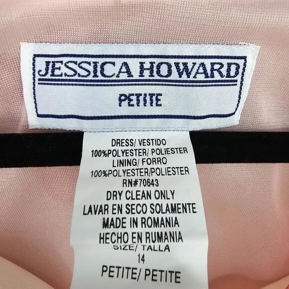 VTG Jessica Howard Petites Dress Women Size 14P Sleeveless Overlay Sheath Floral - Picture 2 of 10